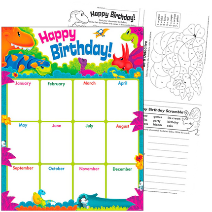 LAMINAS EDUCATIVAS HAPPY BIRTHDAY DINO-