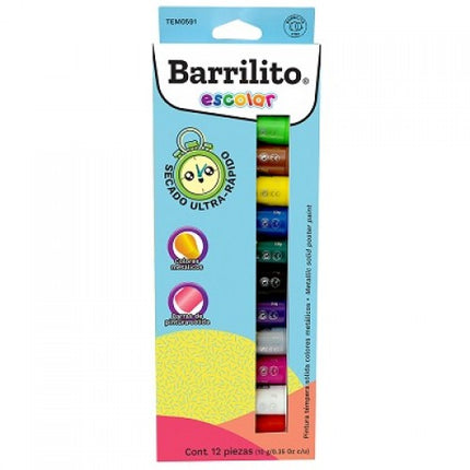 TEMPERA BARRA SOLIDA METALICOS 12CLRS