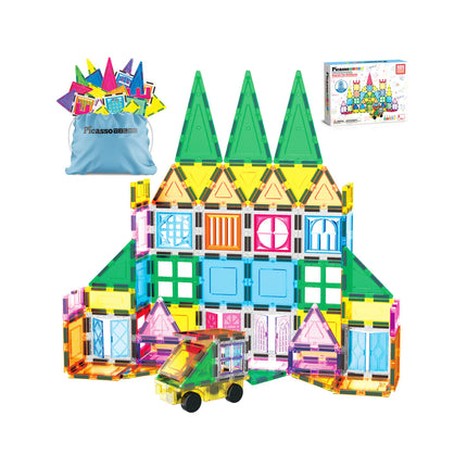 Juego de 101 baldosas magnéticas con puertas, ventanas y bolsa de transporte,Picasso.