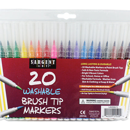 20 WASHABLE BRUSH TIP MARKERS SARGENT ART