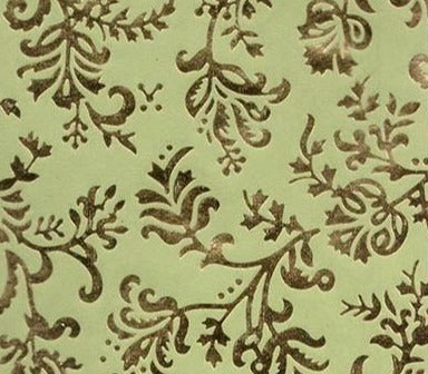 PAPEL ARTESANAL VERDE DISEÑO FLORES DORADAS 22X29PULG