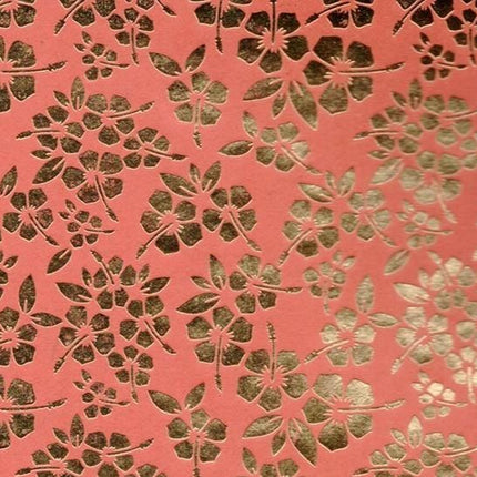 PAPEL DECORADO ANARANJADO C/FOLORES DORADO 22 X 29 PULG