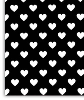 PAPEL DE REGALO CORAZONES BLANCO-NEGRO 19"X25"