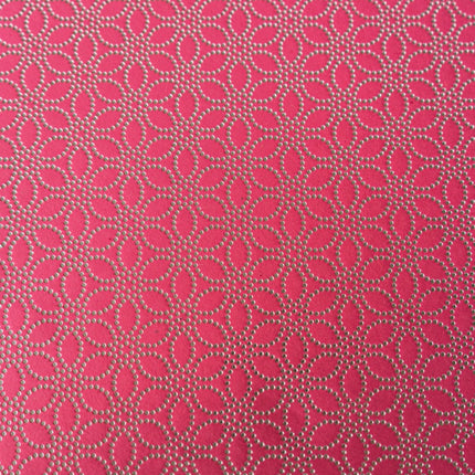 PAPEL ARTESANAL ROSADO CON DISEÑO FLORES PLATA 22X29PULG