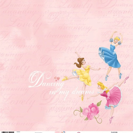 DISNEY PRINCESS CON GLITTER-PAPEL SCRAPBOOK 12X12