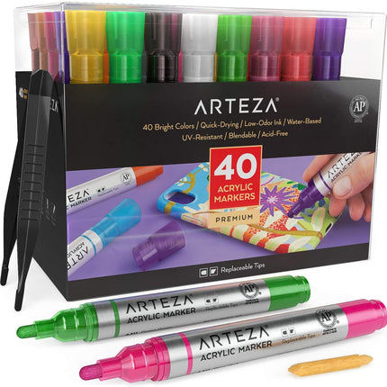 SET DE MARCADORES ACRILICOS ARTEZA 40PC