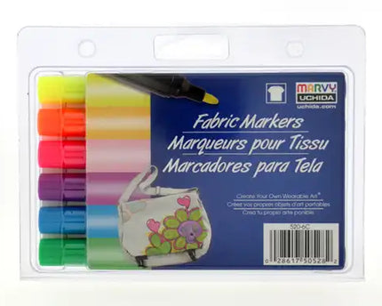SET DE MARCADORES P/ TELA PUNTA GRUESA 6PCS  FLUORESCENTES