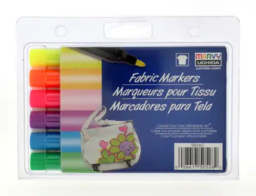 SET DE MARCADORES P/ TELA PUNTA GRUESA 6PCS  FLUORESCENTES