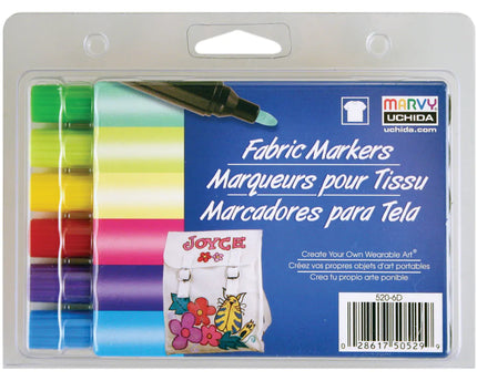 SET DE MARCADORES P/ TELA PUNTA GRUESA 6PCS BRILLANTES