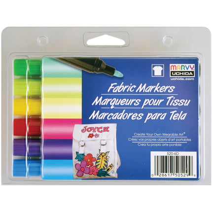 SET DE MARCADORES P/ TELA PUNTA GRUESA 6PCS BRILLANTES