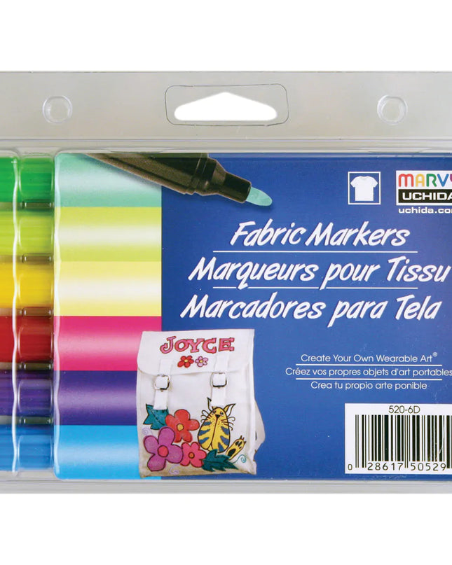 SET DE MARCADORES P/ TELA PUNTA GRUESA 6PCS BRILLANTES