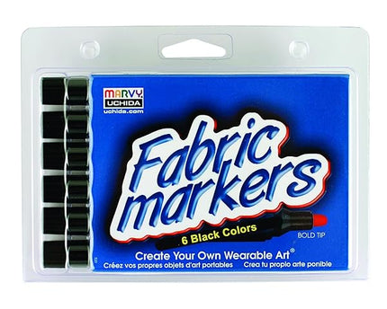 SET DE MARCADORES P/ TELA PUNTA GRUESA 6PCS BLACK