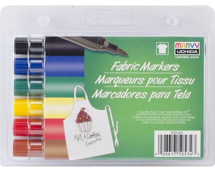 SET DE MARCADORES P/ TELA PUNTA PINCEL 6PCS PRIMARY