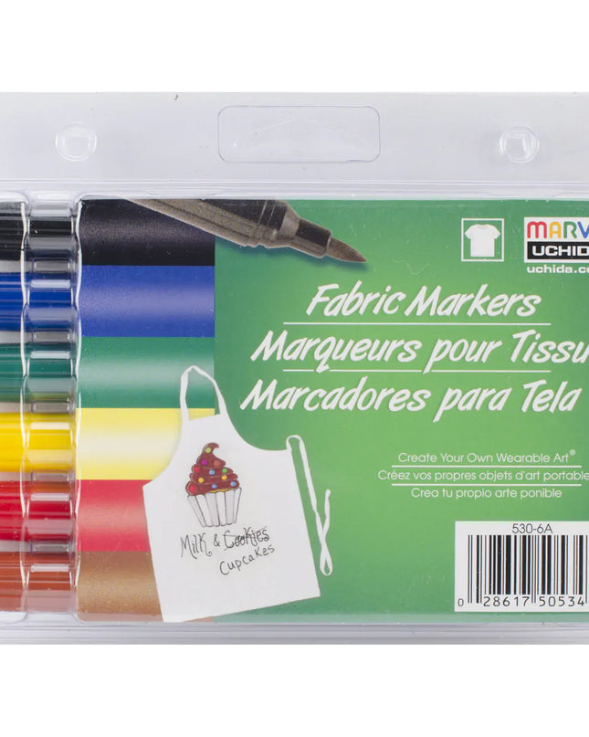 SET DE MARCADORES P/ TELA PUNTA PINCEL 6PCS PRIMARY
