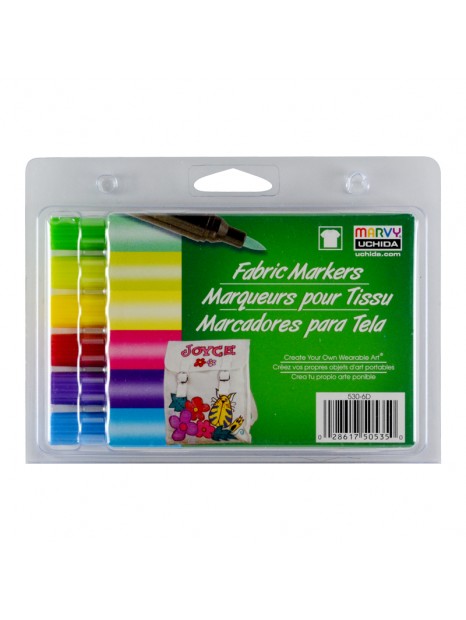 SET DE MARCADORES P/ TELA PUNTA PINCEL 6PCS BRILLANTES