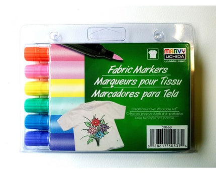 SET DE MARCADORES P/ TELA PUNTA PINCEL 6PCS PASTEL