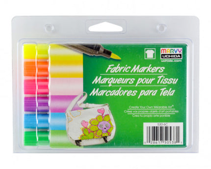 SET DE MARCADORES P/ TELA PUNTA PINCEL 6PCS FLUORESCENTES