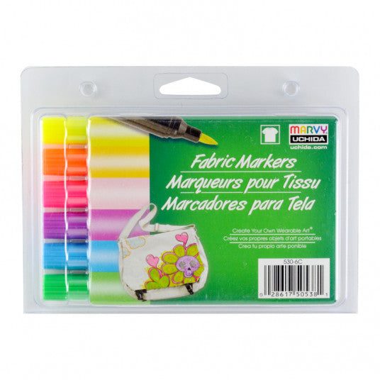 SET DE MARCADORES P/ TELA PUNTA PINCEL 6PCS FLUORESCENTES