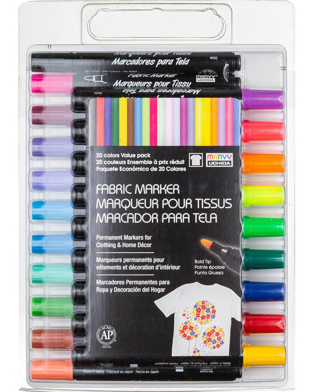 SET DE MARCADORES P/ TELA PUNTA GRUESA 20PCS VALUE