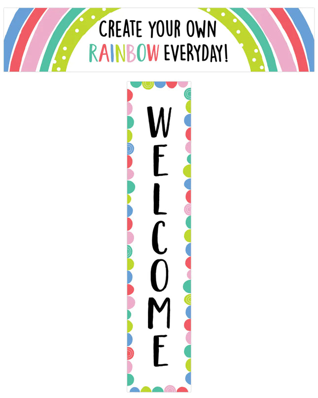 BANNER RAINBOW DOODLES WELCOME