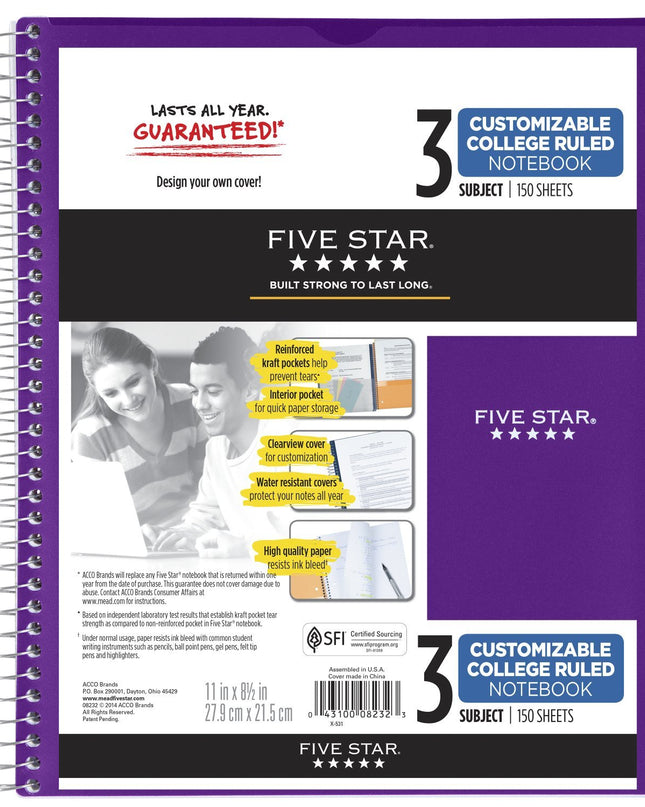 CUADERNO ESPIRAL FIVE STAR 3MAT