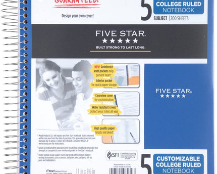 CUADERNO FIVE STAR 5MAT
