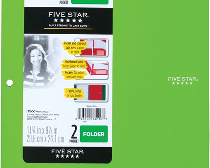 FOLDER FIVE STAR PLASTICO 2 POCKET COLOR