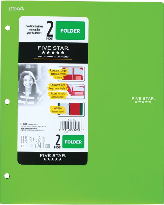 FOLDER FIVE STAR PLASTICO 2 POCKET COLOR