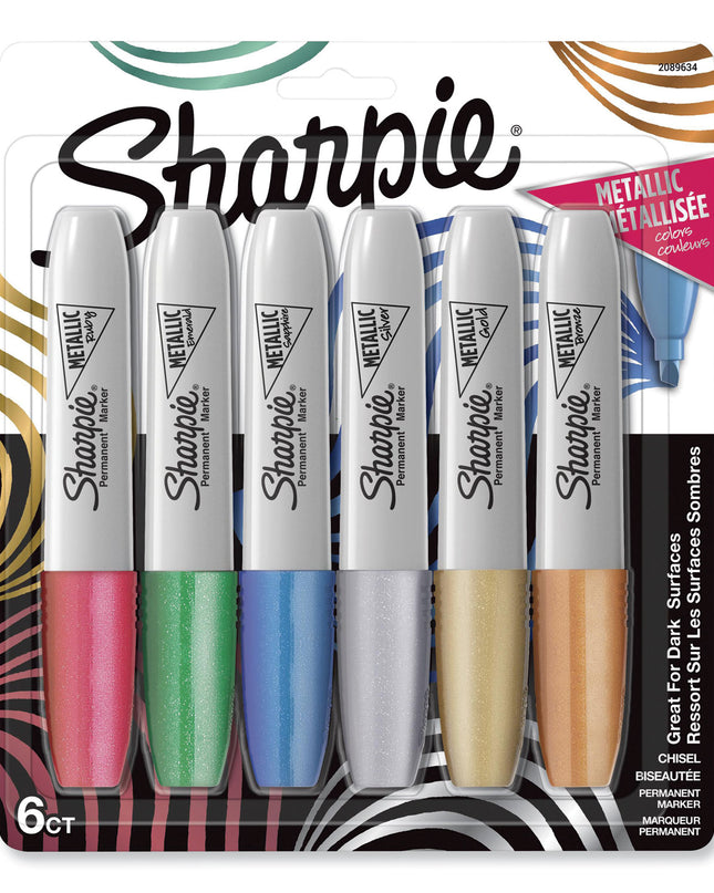 MARCADOR CHISEL METALIC 6UND SHARPIE