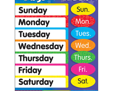 LAMINA DAYS OF THE WEEK STARS T38203