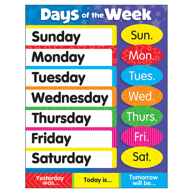 LAMINA DAYS OF THE WEEK STARS T38203