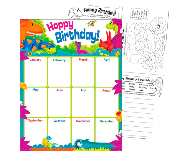 LAMINAS EDUCATIVAS HAPPY BIRTHDAY DINO-