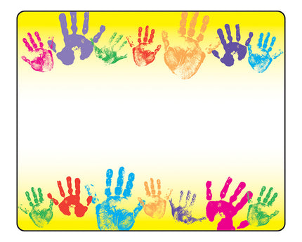 NAME TAGS RAINBOW HANDPRINTS