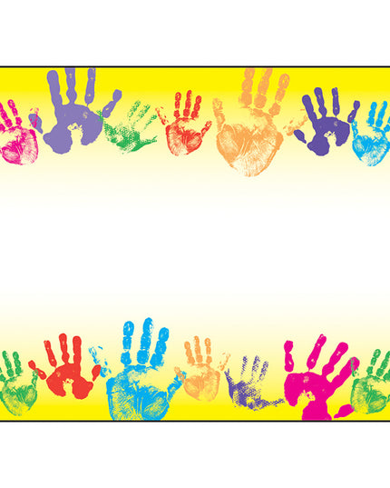 NAME TAGS RAINBOW HANDPRINTS