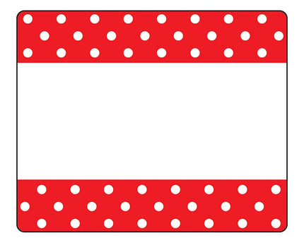 NAME TAGS POLKA DOTS RED