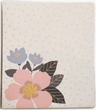 BINDER 1" KEEP IT IN LINE FLORES BLANCO PUNTOS DORADOS