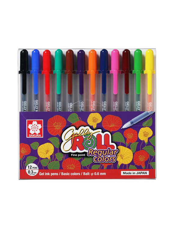 PLUMAS DE GEL DE COLORES REGULARES 12CLRS