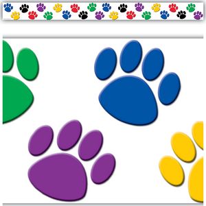 BORDER-COLORFUL PAW PRINT