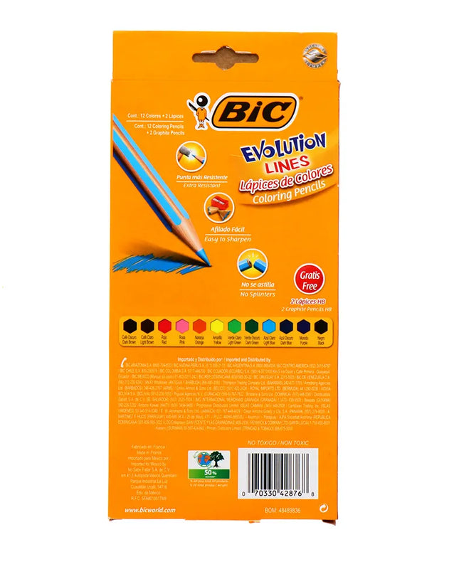 COLORES BIC EVOLUTION LINE 12CLRS