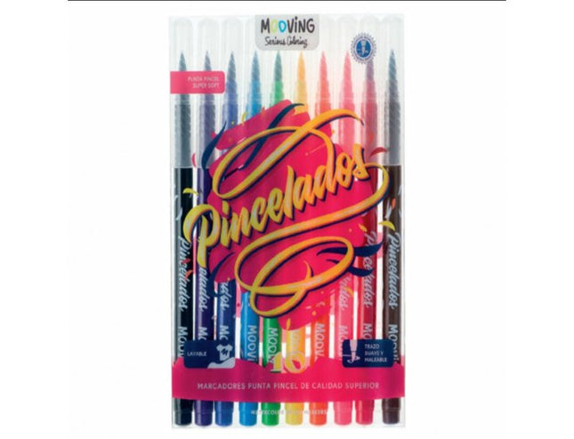 MARCADORES PUNTA PINCEL 10 COLORES