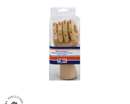 MANIQUI MANO FEMENINA DE MADERA ARTICULADO 25CM