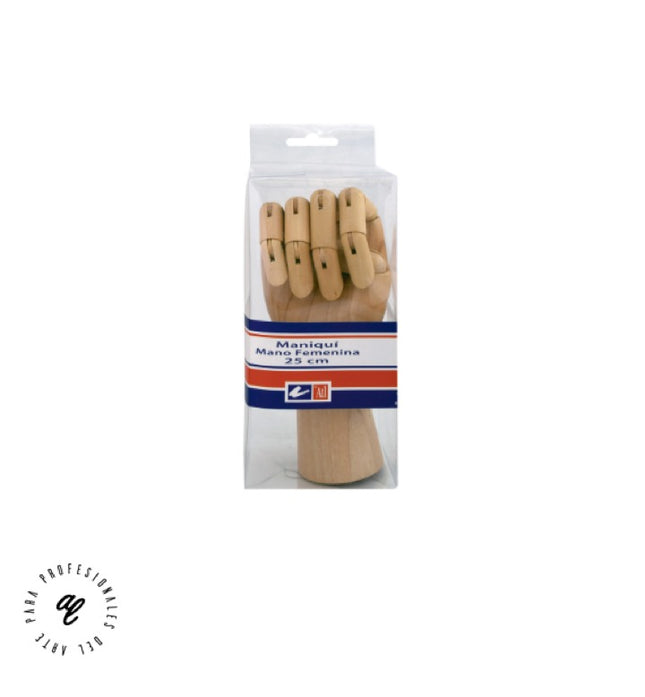 MANIQUI MANO FEMENINA DE MADERA ARTICULADO 25CM