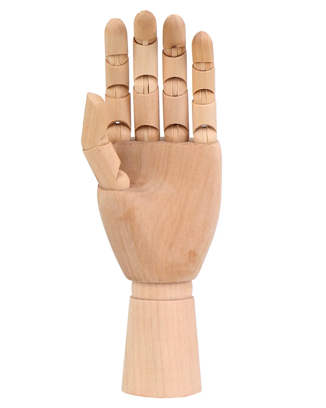 MANIQUI MANO MASCULINA DE MADERA ARTICULADO 25CM