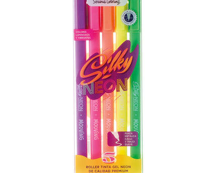 BOLIGRAFOS SILKY NEON GEL MOOVING 5PC