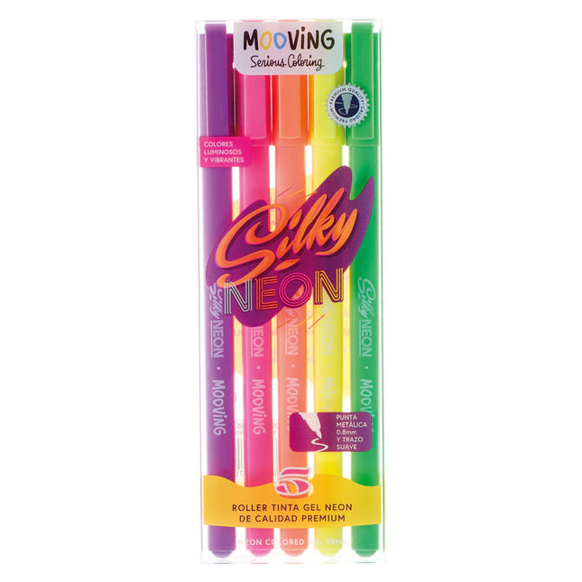BOLIGRAFOS SILKY NEON GEL MOOVING 5PC