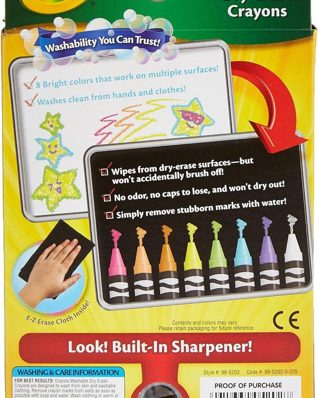 CRAYONES DRY ERASER CRAYOLA 8CLRS