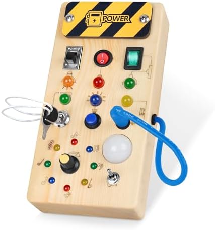 TABLERO DE ACTIVIDADES MONTESSORI CON INTERRUPTOR DE LUZ LED/ PEQUEÑO