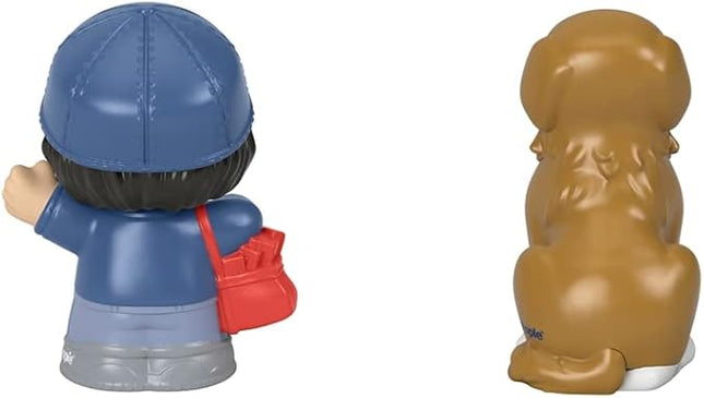 JUGUETE LITTLE PEOPLE FIGURE MAIL PERSON AND BROWN DOG