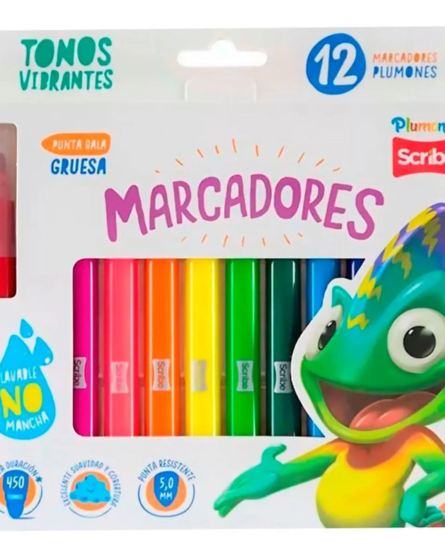 MARCADORES PLUMON PUNTA GRUESA ESCRIBE 12PZ