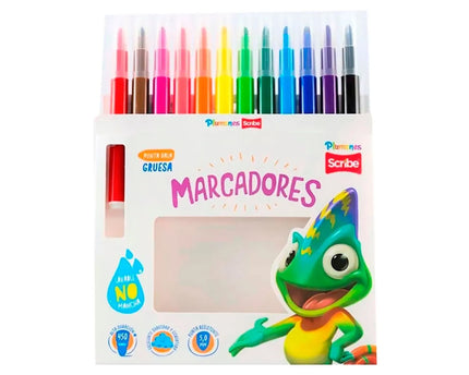 MARCADORES PLUMON PUNTA GRUESA ESCRIBE 12PZ
